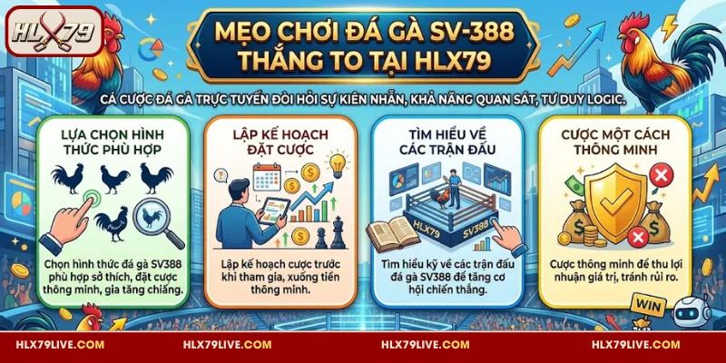 Mẹo chơi đá gà SV388 thắng to tại HLX79 cho người mới